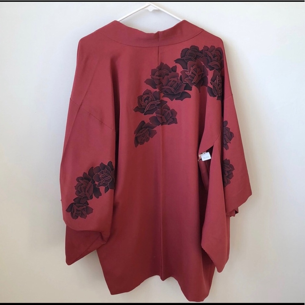 Vintage Silk Rose Printed Kimono